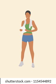 Fitness instructor on a tan background