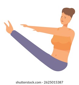Fitness instructor practicing yoga, performing paripurna navasana exercise, working out in sportswear