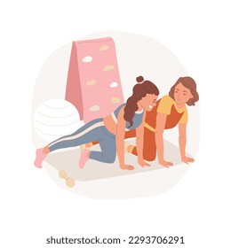 Fitness isolated cartoon vector illustration. Beautiful teenage girls in sportwear doing fitness together, physical activity, gym training with friend, healthy body vector cartoon.