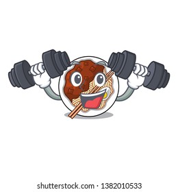 Fitness jajangmyeon isolated with the a cartoon