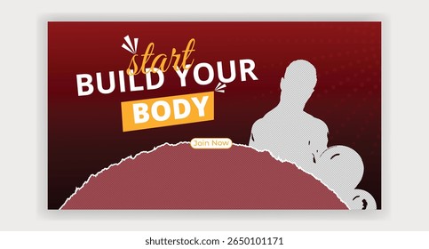 Modelo de design de oferta limitada de musculação de construção de corpo de jornada de fitness