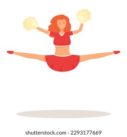 Fitness jump icon cartoon vector. Girl cheer leader. Dancer woman