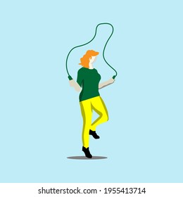 fitness jumping rope activity. illustration vector