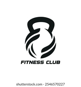 Fitness kettlebell logo flat black template vector illustration. Strength and vitality in a sleek kettlebell design. Suitable for logo, illustration, animation, etc.