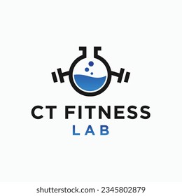 diseño de logotipo de laboratorio de fitness ilustración vector silueta