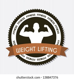 fitness label over gray background. vector illustration