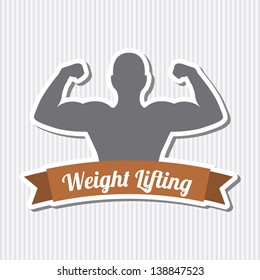 fitness label over gray background. vector illustration