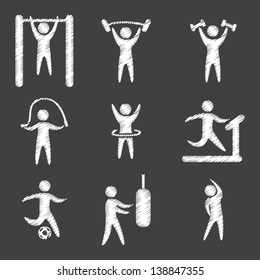 fitness labels over gray background. vector illustration