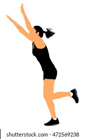 Fitness lady instructor vector illustration isolated on white background. Sport, training, gym and lifestyle concept. Young beautiful woman exercising in the gym. Athletic woman personal trainer.