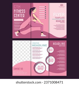 Fitness leaflet templates trifold elegant pink decor