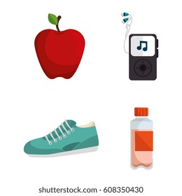 fitness lifestyle elements icons