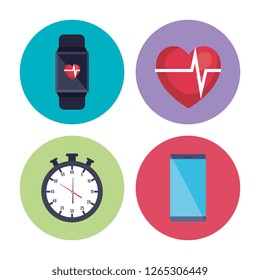 fitness lifestyle set icons