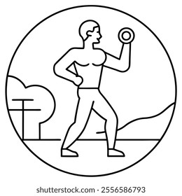 Fitness Lifestyle Vector line Art.