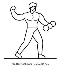 Fitness Lifestyle Vector line Art.