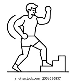 Fitness Lifestyle Vector line Art.