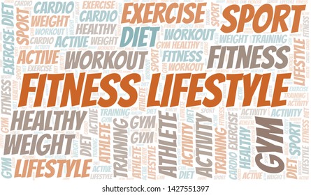 Fitness Lifestyle word cloud. Wordcloud made with text only.