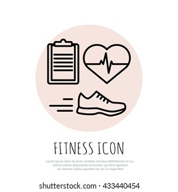 Fitness line art icon for your design