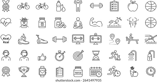 Fitness Line Editable Icons set 