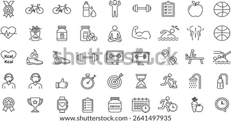 Fitness Line Editable Icons set 