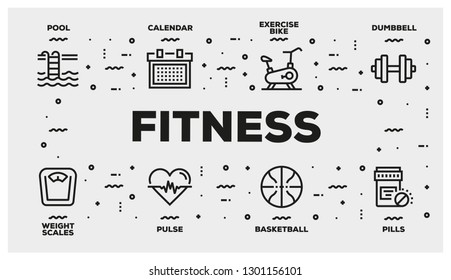 FITNESS LINE ICON SET
