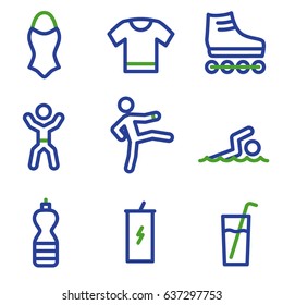 fitness line icon set