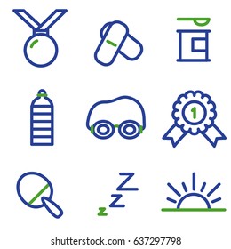 fitness line icon set