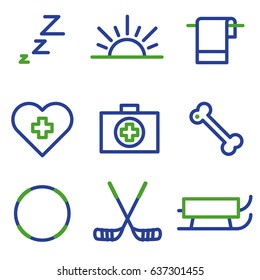 fitness line icon set