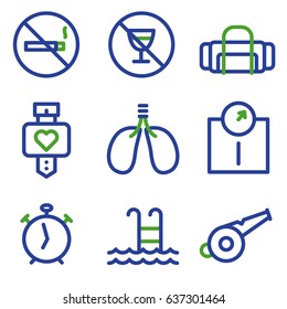 fitness line icon set