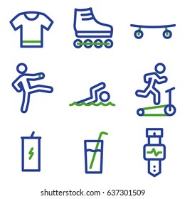 fitness line icon set