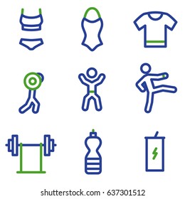 fitness line icon set