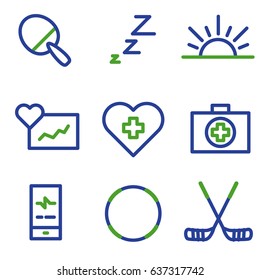 fitness line icon set