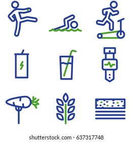 fitness line icon set