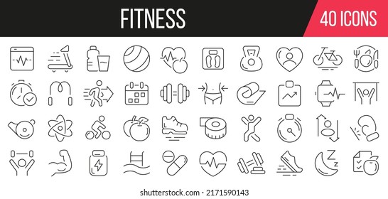 Fitness line icons collection. Set of simple icons. Vector illustration