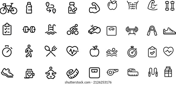 fitness line icons vector design vector design 