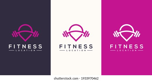 fitness location logo vector design