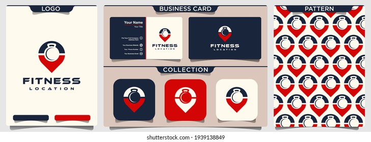fitness Location with negative space dumbbell logo design