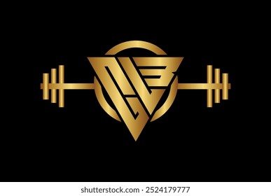 Fitness logo with barbell. Letter C, L, B, CL, LB, CLB, BLC, BL, LC Royal gym and fitness logo