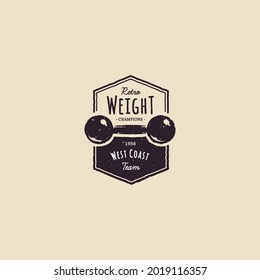 logotipo de fitness retro vintage negro y blanco