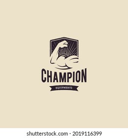 fitness logo black and white vector vintage retro