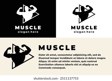 logotipo fitness, bodybuilder logo vetor, inspiração do logotipo do homem muscular