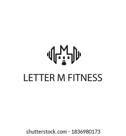 fitness logo creative illustration barbell company template vector design bird letter m