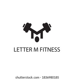fitness logo creative illustration barbell company template vector design bird letter m