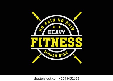 Fitness Logo With Cross Barbell. Fitness Gym Logo Vector.