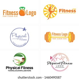 Fitness Logo Design Barbell Orange Dumbbell Stock Vector (Royalty Free ...