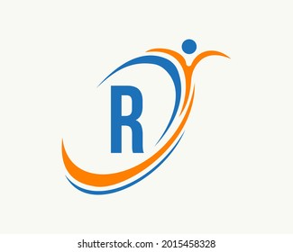 Fitness logo design. Bio, health icon. Medical logo design with R letter concept