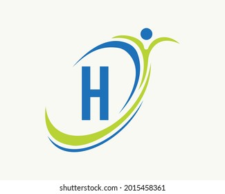 Fitness logo design. Bio, health icon. Medical logo design with H letter concept