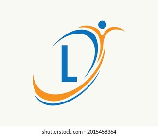 Fitness logo design. Bio, health icon. Medical logo design with L letter concept