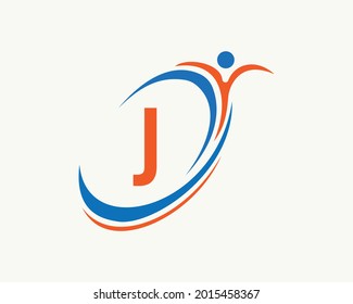 Fitness logo design. Bio, health icon. Medical logo design with J letter concept