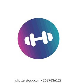 Fitness logo design dumbbell icon gradient circle
