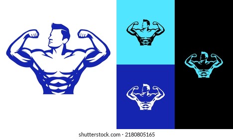 Fitness Logo Design Muscle Gym Mascot Icon  Concept